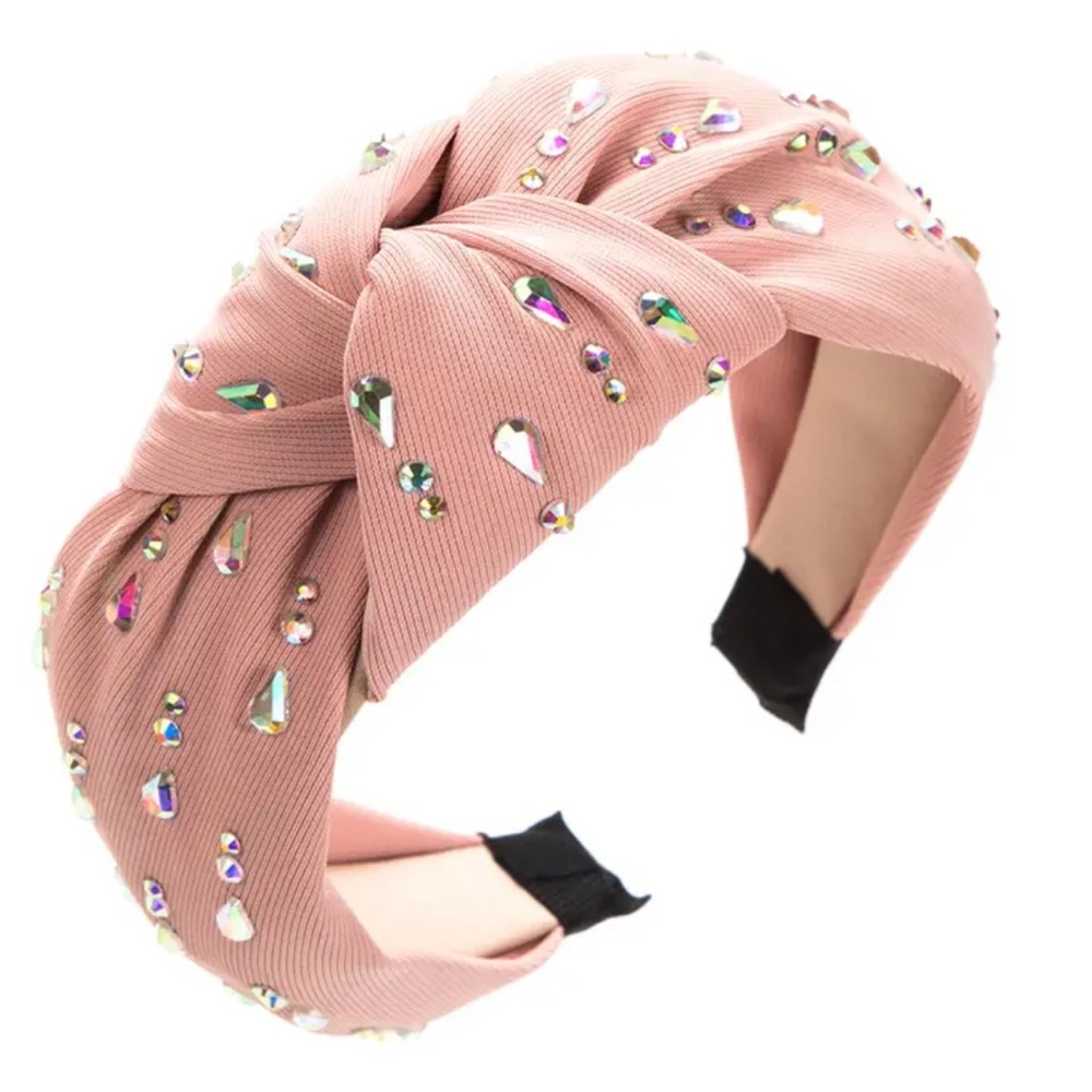 Pink Teardrop Rhinestone Headband